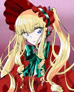 Rating: Safe Score: 0 Tags: 1girl blonde_hair blue_eyes bonnet bow bowtie dress drill_hair flower green_bow green_neckwear image long_hair looking_at_viewer pink_background pink_flower pink_rose red_capelet red_dress rose shinku solo twin_drills twintails User: admin