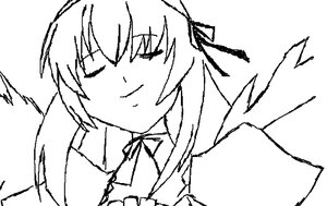 Rating: Safe Score: 0 Tags: 1girl blush closed_eyes greyscale hair_ribbon image long_hair monochrome ribbon simple_background smile solo suigintou upper_body white_background User: admin