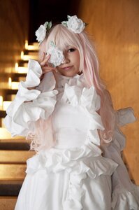 Rating: Safe Score: 0 Tags: 1girl dress flower frills hair_flower hair_ornament kirakishou lips lolita_fashion long_hair long_sleeves pink_hair solo white_dress white_flower white_rose User: admin