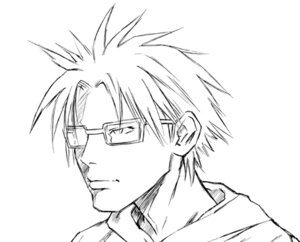 Rating: Safe Score: 0 Tags: 1boy close-up closed_mouth face glasses greyscale human monochrome sakurada_jun simple_background solo spiked_hair white_background User: admin