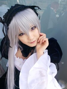 Rating: Safe Score: 0 Tags: 1girl auto_tagged bangs black_ribbon closed_mouth frills gothic_lolita hairband lips lolita_fashion long_hair long_sleeves looking_at_viewer purple_eyes realistic ribbon silver_hair solo suigintou upper_body User: admin