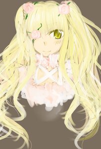 Rating: Safe Score: 0 Tags: 1girl blonde_hair brown_background dress eyepatch flower hair_flower image kirakishou long_hair pink_flower pink_rose rose simple_background smile solo thorns very_long_hair yellow_eyes User: admin