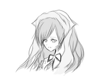 Rating: Safe Score: 0 Tags: 1girl greyscale image long_hair looking_at_viewer monochrome simple_background sketch solo striped suiseiseki white_background User: admin