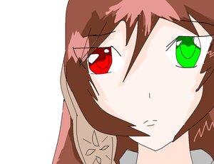 Rating: Safe Score: 0 Tags: 1girl bangs blush brown_hair close-up closed_mouth eyebrows_visible_through_hair face green_eyes hair_between_eyes image looking_at_viewer red_eyes simple_background solo souseiseki white_background User: admin