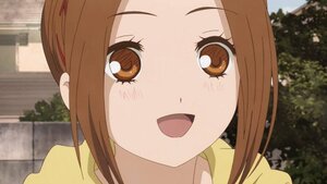 Rating: Safe Score: 0 Tags: 1girl :d bangs blurry blush brown_eyes brown_hair close-up day human looking_at_viewer open_mouth outdoors portrait saitou screenshot sidelocks smile solo User: admin