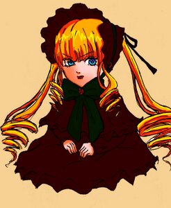 Rating: Safe Score: 0 Tags: 1girl bangs blonde_hair blue_eyes bonnet bow bowtie dress drill_hair green_bow image long_hair long_sleeves looking_at_viewer red_dress ribbon shinku simple_background sitting solo twin_drills twintails very_long_hair yellow_background User: admin