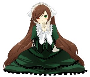 Rating: Safe Score: 0 Tags: 1girl brown_hair dress frills green_dress green_eyes heterochromia image long_hair long_sleeves looking_at_viewer red_eyes simple_background sitting solo suiseiseki very_long_hair white_background User: admin