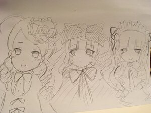 Rating: Safe Score: 0 Tags: ahoge blush bow drill_hair flower hair_ornament image long_hair looking_at_viewer monochrome multiple rose sketch smile tagme tears traditional_media User: admin