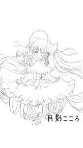 Rating: Safe Score: 0 Tags: 1girl bow dress frills greyscale hat image lineart long_hair monochrome shinku solo striped twintails very_long_hair User: admin