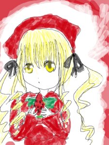 Rating: Safe Score: 0 Tags: 1girl bangs black_ribbon blonde_hair eyebrows_visible_through_hair food fruit hair_ribbon hat image looking_at_viewer plaid ribbon shinku solo strawberry upper_body yellow_eyes User: admin