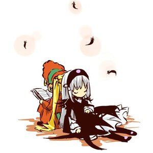 Rating: Safe Score: 0 Tags: 2girls bird black_wings bonnet bug butterfly dress feathers hairband insect leaf long_hair long_sleeves multiple_girls shinku sitting suigintou wings User: admin