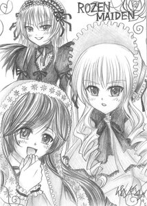 Rating: Safe Score: 0 Tags: 3girls :d blush bonnet dress drill_hair flower frills greyscale hat image long_hair long_sleeves looking_at_viewer monochrome multiple multiple_girls open_mouth rose shinku simple_background smile suigintou suiseiseki tagme traditional_media User: admin