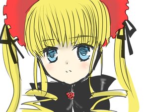 Rating: Safe Score: 0 Tags: 1girl bangs blonde_hair blue_eyes blush bonnet bow eyebrows_visible_through_hair flower food image long_hair looking_at_viewer red_flower red_rose rose shinku simple_background solo twintails white_background User: admin