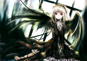 Rating: Safe Score: 0 Tags: 1girl abudala black_dress black_wings commentary_request doll_joints dress frills hairband image joints lolita_hairband long_hair long_sleeves looking_at_viewer purple_eyes red_eyes ribbon rozen_maiden silver_hair solo suigintou tears wings User: admin