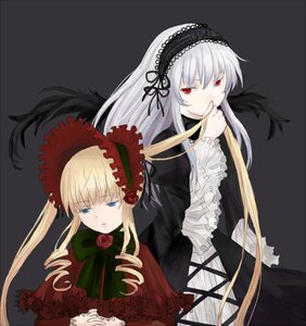 Rating: Safe Score: 0 Tags: 2girls blonde_hair blue_eyes bonnet bow dress drill_hair flower frills green_bow grey_background hairband image long_hair long_sleeves looking_at_viewer multiple_girls pair red_eyes rose shinku silver_hair simple_background suigintou twintails wings User: admin