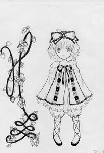 Rating: Safe Score: 0 Tags: 1girl artist_name bow bug butterfly dated dress flower greyscale hair_bow hinaichigo image insect kagiyama_hina long_sleeves monochrome open_mouth ribbon shoes short_hair solo traditional_media User: admin