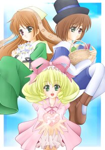 Rating: Safe Score: 0 Tags: 3girls :d blonde_hair bow brown_hair dress green_eyes hat head_scarf heterochromia image long_hair long_sleeves looking_at_viewer multiple multiple_girls open_mouth pantyhose pink_bow pink_dress short_hair siblings sisters smile tagme top_hat twins very_long_hair User: admin