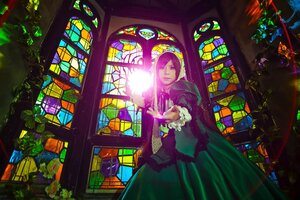 Rating: Safe Score: 0 Tags: 1girl colorful dress long_hair solo stained_glass standing suiseiseki User: admin