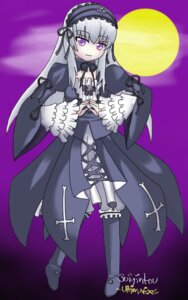 Rating: Safe Score: 0 Tags: 1girl black_ribbon dress flower frilled_sleeves frills full_body full_moon gothic_lolita hairband image lolita_fashion lolita_hairband long_hair long_sleeves looking_at_viewer moon pink_eyes purple_background rose silver_hair smile solo suigintou very_long_hair wings User: admin