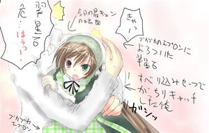 Rating: Safe Score: 0 Tags: 1girl blush brown_hair dress green_dress green_eyes head_scarf heterochromia image long_sleeves open_mouth ribbon solo suiseiseki User: admin