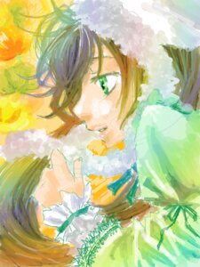 Rating: Safe Score: 0 Tags: 1girl brown_hair flower green_eyes image lips long_hair long_sleeves profile solo suiseiseki User: admin