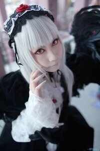 Rating: Safe Score: 0 Tags: 1girl bangs black_dress black_wings blurry blurry_background blurry_foreground closed_mouth depth_of_field dress feathered_wings feathers flower gothic_lolita hairband lolita_fashion long_hair long_sleeves looking_at_viewer photo red_eyes rose solo suigintou white_hair wings User: admin