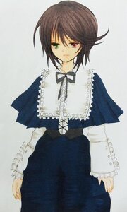 Rating: Safe Score: 0 Tags: 1girl capelet closed_mouth cowboy_shot dress expressionless frills green_eyes heterochromia image long_sleeves looking_at_viewer red_eyes ribbon short_hair simple_background solo souseiseki User: admin