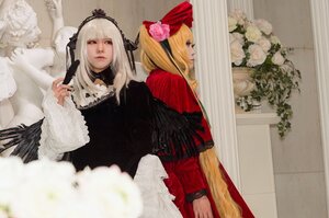 Rating: Safe Score: 0 Tags: 2girls bangs blonde_hair dress flower lips long_hair long_sleeves looking_at_viewer multiple_cosplay multiple_girls photo rose shinku suigintou tagme User: admin