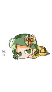 Rating: Safe Score: 0 Tags: 1girl ahoge chibi green_eyes green_hair hair_ornament image kanaria lying simple_background solo white_background User: admin