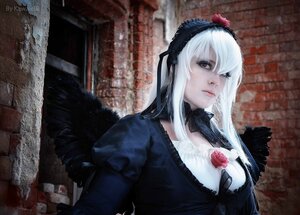 Rating: Safe Score: 0 Tags: 1girl black_dress closed_mouth dress flower frills hairband long_hair long_sleeves photo red_eyes rose silver_hair solo suigintou upper_body wings User: admin