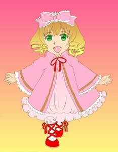 Rating: Safe Score: 0 Tags: 1girl :d blonde_hair bloomers bow dress drill_hair frills full_body green_eyes hair_bow hina_ichigo hinaichigo image long_sleeves looking_at_viewer open_mouth outstretched_arms pink_bow pink_dress pink_footwear shoes short_hair simple_background smile solo spread_arms standing User: admin