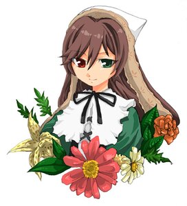 Rating: Safe Score: 0 Tags: 1girl bangs black_ribbon brown_hair closed_mouth dress flower green_eyes head_scarf heterochromia image long_hair long_sleeves looking_at_viewer red_eyes ribbon simple_background solo striped suiseiseki upper_body vertical_stripes watering_can white_background User: admin