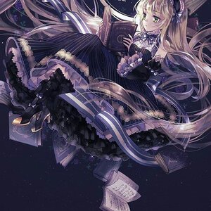 Rating: Safe Score: 0 Tags: 1girl blonde_hair book book_stack detached_sleeves dress floating floating_object frilled_dress frills gothic_lolita green_eyes hairband high_heels holding_book image lolita_fashion long_hair open_book sheet_music solo star_(sky) suigintou too_many very_long_hair User: admin