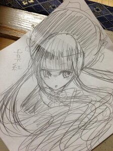 Rating: Safe Score: 0 Tags: 1girl bow dress graphite_(medium) hat image long_hair looking_at_viewer monochrome photo shinku sketch solo traditional_media User: admin