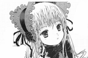 Rating: Safe Score: 0 Tags: 1girl blush bonnet flower frills greyscale image long_hair looking_at_viewer monochrome parted_lips rose shinku simple_background solo traditional_media white_background User: admin