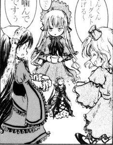 Rating: Safe Score: 0 Tags: bonnet dress frills greyscale hat hina_ichigo image long_hair long_sleeves monochrome multiple multiple_girls open_mouth shinku suigintou suiseiseki tagme wide_sleeves wings User: admin