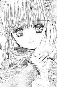 Rating: Safe Score: 0 Tags: 1girl bangs blush close-up closed_mouth eyebrows_visible_through_hair greyscale image long_hair long_sleeves looking_at_viewer monochrome shinku smile solo upper_body User: admin