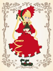 Rating: Safe Score: 0 Tags: 1girl blonde_hair blue_eyes bonnet bow bowtie cup dress drill_hair flower full_body image long_hair long_sleeves looking_at_viewer pantyhose red_capelet red_dress rose shinku shoes solo standing striped teacup twintails very_long_hair User: admin