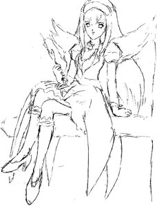 Rating: Safe Score: 0 Tags: 1girl boots crossed_legs dress frills full_body greyscale hairband high_heel_boots high_heels image knee_boots long_hair looking_at_viewer monochrome shoes simple_background sitting sketch solo suigintou white_background wings User: admin
