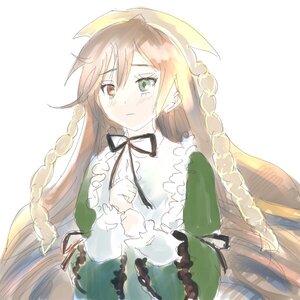 Rating: Safe Score: 0 Tags: 1girl braid brown_hair crying crying_with_eyes_open dress green_dress green_eyes hat head_scarf image juliet_sleeves long_hair long_sleeves neck_ribbon solo suiseiseki tears twin_braids very_long_hair white_background User: admin