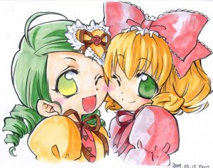 Rating: Safe Score: 0 Tags: 2girls ahoge auto_tagged blonde_hair bow dress drill_hair green_eyes green_hair hina_ichigo hinaichigo image kanaria multiple_girls one_eye_closed open_mouth pair pink_bow short_hair smile User: admin