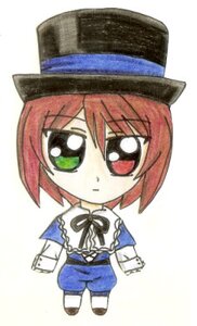 Rating: Safe Score: 0 Tags: 1girl blue_dress chibi full_body green_eyes hat heterochromia image long_sleeves looking_at_viewer pantyhose red_eyes ribbon short_hair simple_background solo souseiseki standing top_hat white_background User: admin