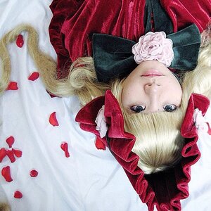 Rating: Safe Score: 0 Tags: 1girl bangs blonde_hair blue_eyes closed_mouth flower lips long_hair looking_at_viewer petals red_rose rose rose_petals shinku smile solo traditional_media upper_body white_flower white_rose User: admin