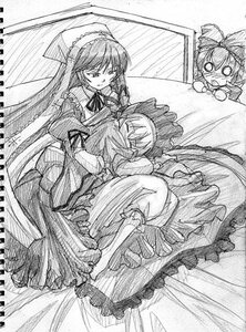 Rating: Safe Score: 0 Tags: blush dress frills graphite_(medium) greyscale image long_hair long_sleeves monochrome multiple multiple_girls short_hair suiseiseki tagme traditional_media User: admin