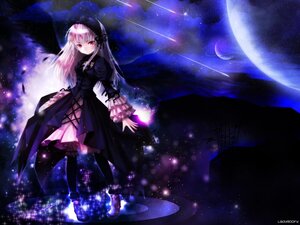 Rating: Safe Score: 0 Tags: 1girl black_legwear crescent_moon dress image long_hair moon night night_sky red_eyes shooting_star sky solo space star_(sky) starry_sky suigintou thighhighs User: admin