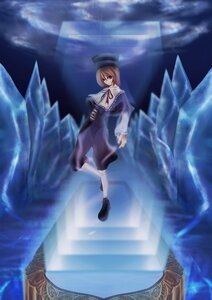 Rating: Safe Score: 0 Tags: 1girl black_footwear brown_hair commentary_request crystal d_(pixiv289518) dress green_eyes hat heterochromia ice image light_rays long_sleeves neck_ribbon pantyhose red_eyes ribbon rozen_maiden shoes short_hair sky socks solo souseiseki standing sunbeam sunlight water User: admin