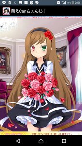 Rating: Safe Score: 0 Tags: 1girl blush bouquet brown_hair curtains flower frills green_eyes hairband heterochromia image long_hair petals red_eyes red_flower red_rose rose rose_petals smile solo suiseiseki User: admin