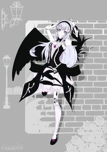 Rating: Safe Score: 0 Tags: 1girl bow dress flower hairband image long_hair smile solo suigintou thighhighs wings User: admin