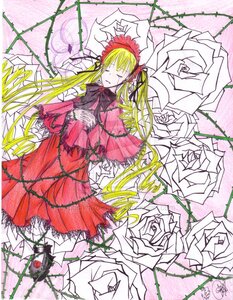 Rating: Safe Score: 0 Tags: 1girl auto_tagged blonde_hair bonnet closed_eyes dress fence flower image long_hair long_sleeves plant red_dress rose shinku solo suigintou twintails very_long_hair wings User: admin