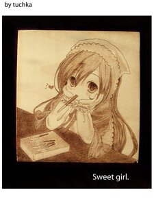 Rating: Safe Score: 0 Tags: 1girl artist_name dated eighth_note food image long_hair looking_at_viewer monochrome musical_note photo solo suiseiseki User: admin